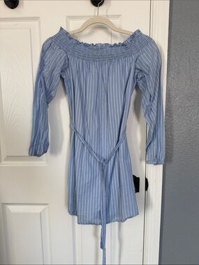 express blue and white striped dress EXPRESS Striped Dress women's L Blue